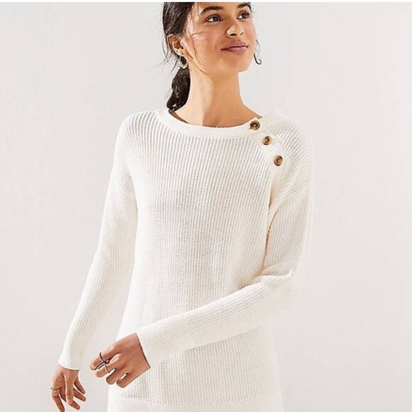 LOFT Neutral Cream White Knit Sweater - Picture 1 of 5